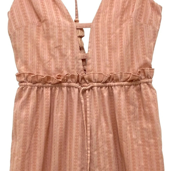 Tularosa Essie Jumpsuit Open Back Linen Cotton Blend Blush Pink Flared Size S - Picture 6 of 11